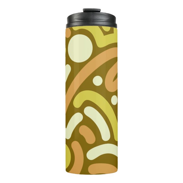 Olive Doodle Loop Pattern Thermal Tumbler (Front)