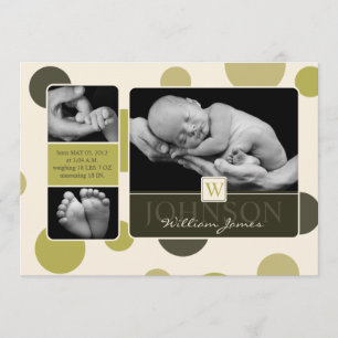 Olive Dot Print Birth Announcement