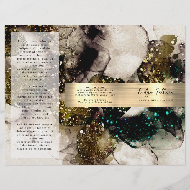 Olive emerald green watercolor brochure (Front)