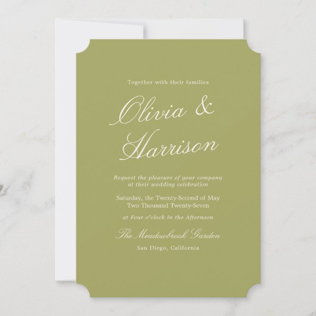 Olive Estate Calligraphy Wedding Invitation (Front)