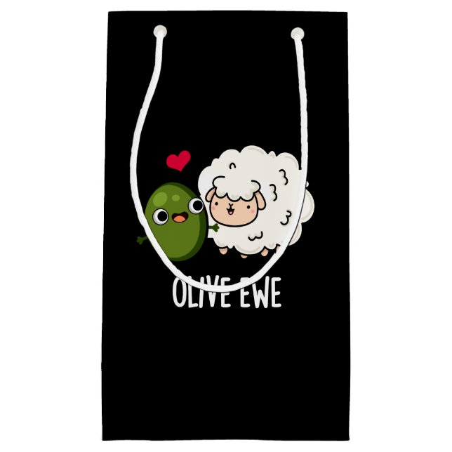 Olive Ewe Funny Love Pun Dark BG Small Gift Bag (Front)