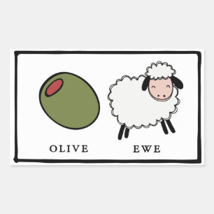 Olive Ewe Love Puns Rectangular Sticker