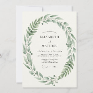 Olive Fern Leafy Wedding Invitation