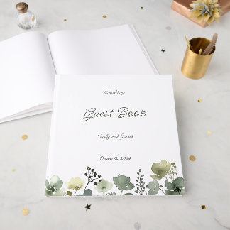 Olive Floral Wedding Guest Book