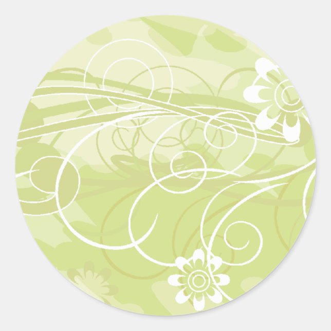 olive flowers classic round sticker (Front)