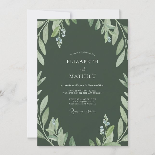 Olive Foliage Sage Wedding Invitation (Front)