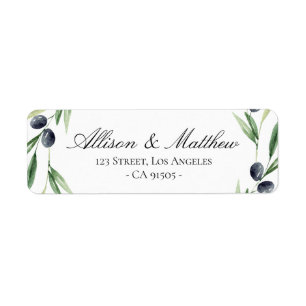 olive foliage wedding address label return address label