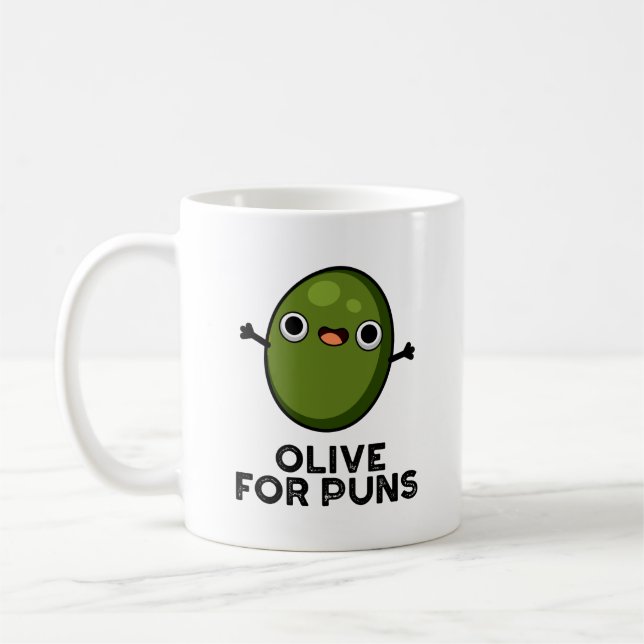 Olive For Puns Funny Olive Fruit Pun  Coffee Mug (Left)