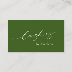 Olive Forest Green Elegant Lashes Modern Business Card