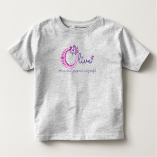 Olive girls name meaning letter O monogram apparel Toddler T-Shirt