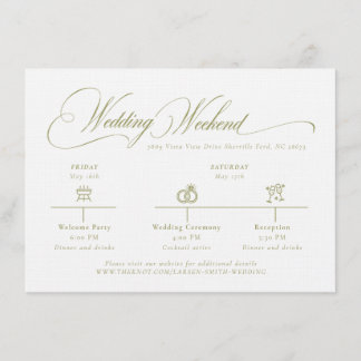 Olive Gree Monogram Wedding Details Enclosure Card