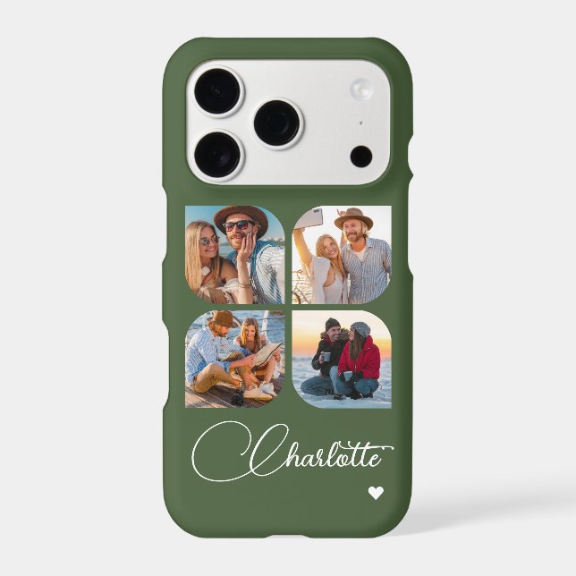 Olive Green 4 Photo Personalised Name (Back)
