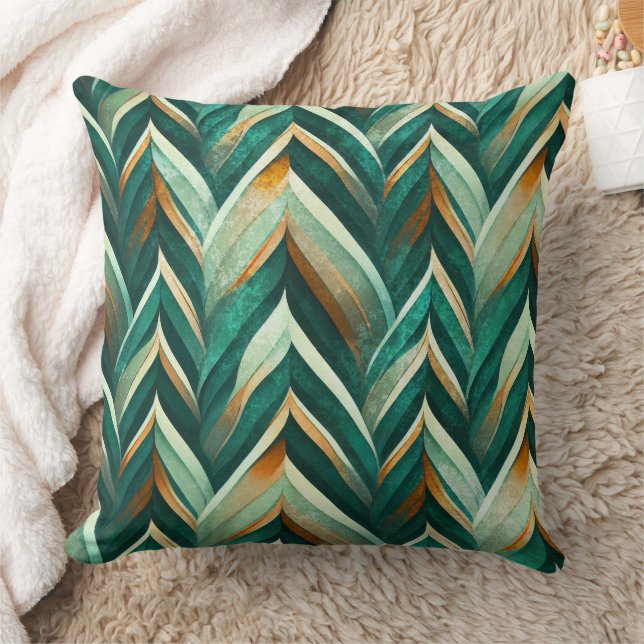 Olive Green Abstract Geometric Nature Pattern Cushion (Blanket)