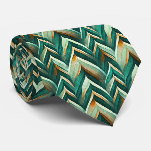 Olive Green Abstract Geometric Nature Pattern Tie