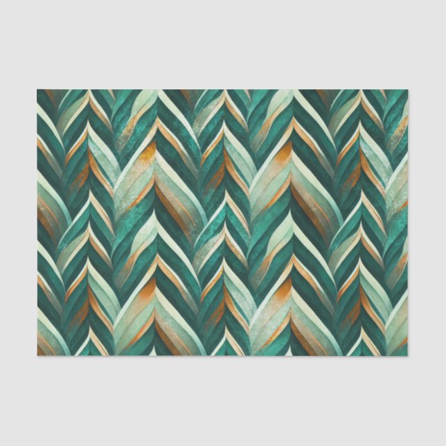 Olive Green Abstract Geometric Nature Pattern Tissue Paper (Front)