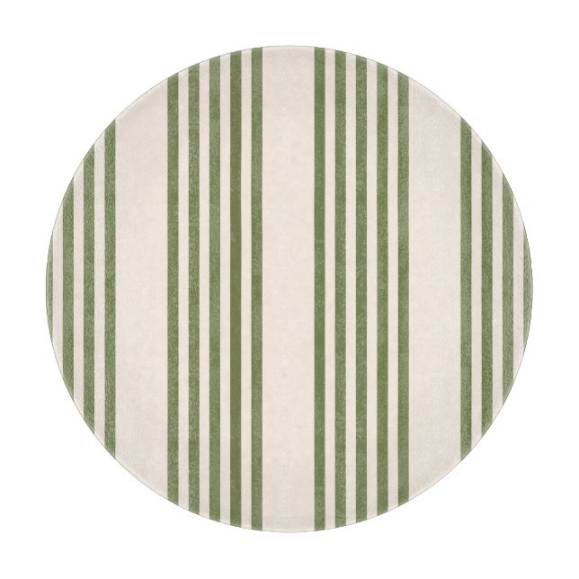 Olive green and beige five stripes pattern cutting board (Front)