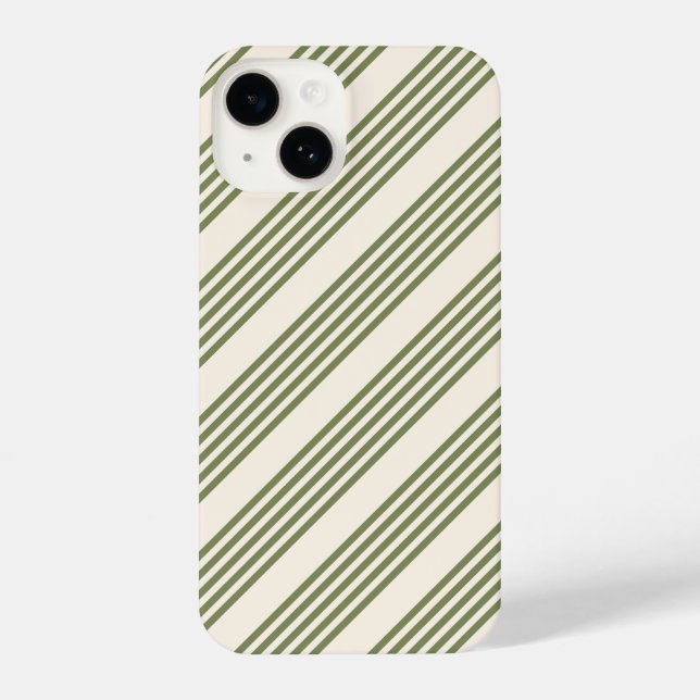 Olive green and beige five stripes pattern iPhone case (Back)