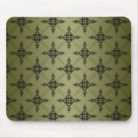 Olive Green and Black Damask Pattern