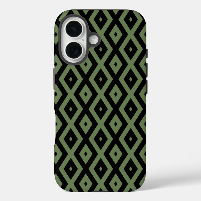 Olive green and black diamond pattern Case-Mate iPhone case (Back)
