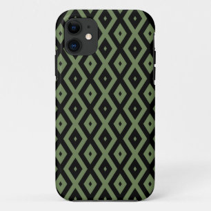 Olive green and black diamond pattern iPhone 11 case