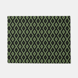 Olive green and black diamond pattern doormat
