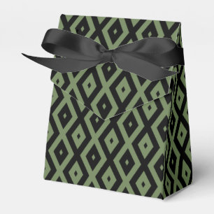 Olive green and black diamond pattern favour box