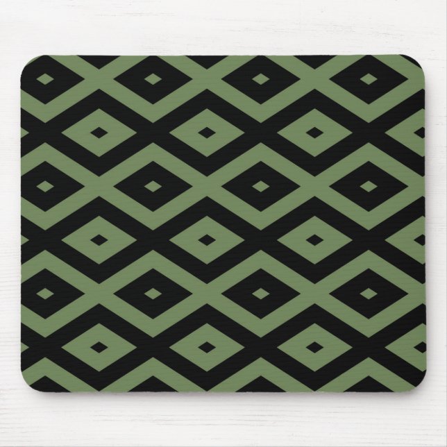 Olive green and black diamond pattern mouse pad (Front)