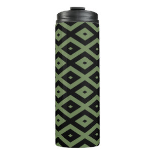 Olive green and black diamond pattern thermal tumbler