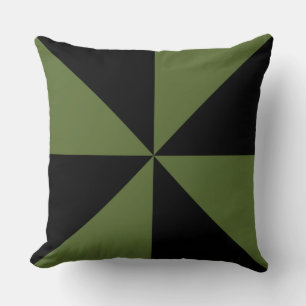 Olive Green and Black Pinwheel Cushion