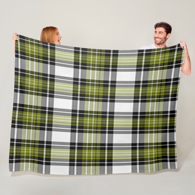 Olive Green And Black Plaid Fleece Blanket (In Situ)