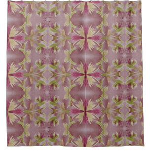 Olive Green and Burgundy Flowered Shower Curtain
