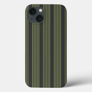 Olive green and charcoal five stripes pattern iPhone 13 case