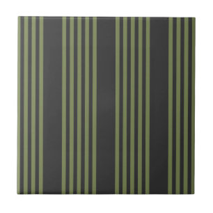 Olive green and charcoal five stripes pattern ceramic tile