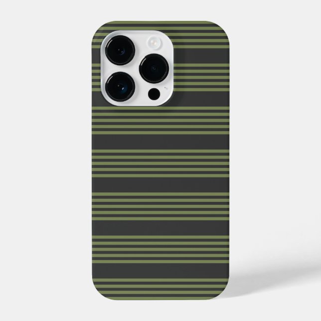 Olive green and charcoal five stripes pattern iPhone case (Back)