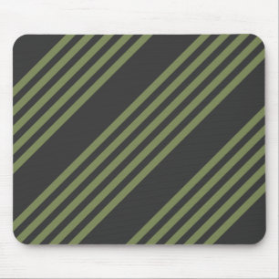 Olive green and charcoal five stripes pattern mouse pad