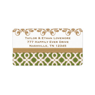 Olive Green and Gold Return Address Labels Custom