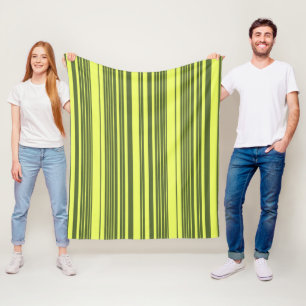 Olive Green and Lime Yellow Stripes  Fleece Blanket