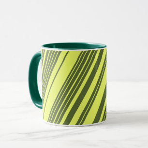Olive Green and Lime Yellow Stripes Mug