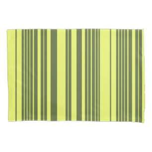 Olive Green and Lime Yellow Stripes Pillowcase