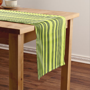 Olive Green and Lime Yellow Stripes  Short Table Runner