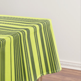 Olive Green and Lime Yellow Stripes Tablecloth