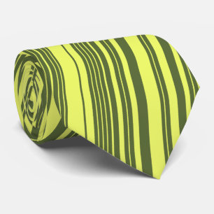 Olive Green and Lime Yellow Stripes  Tie