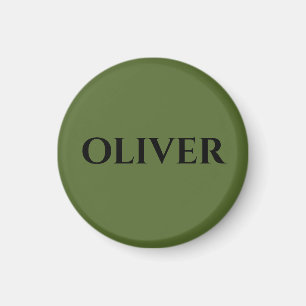 Olive Green and Minimalist Black Name   Magnet