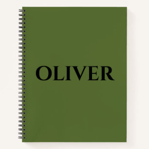 Olive Green and Minimalist Black Name Notebook
