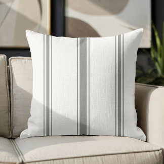 Olive Green and Oatmeal Stripe Cushion