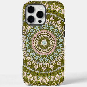 Olive Green and Pastel Mandala Pattern iPhone 16 Pro Max Case
