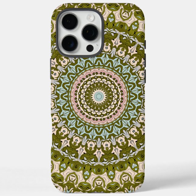 Olive Green and Pastel Mandala Pattern Case-Mate iPhone Case (Back)