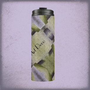 Olive Green and Purple Art Deco Abstract Thermal Tumbler