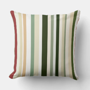 Olive, green and red Stripes Cushion