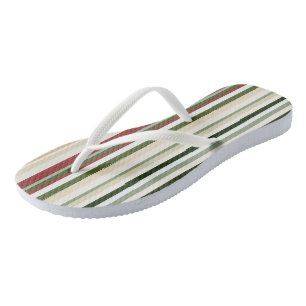 Olive, green and red Stripes Thongs
